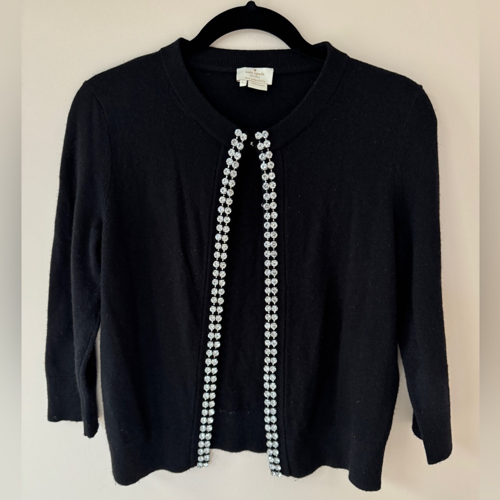 Kate Spade (Size Small) Black Cardigan with Beautiful Diamond Detail